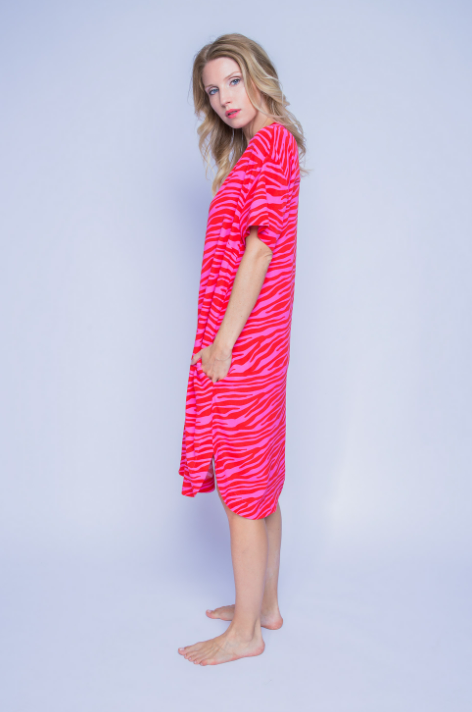 Emily van den Bergh Tunikakleid Zebraprint pink-rot
