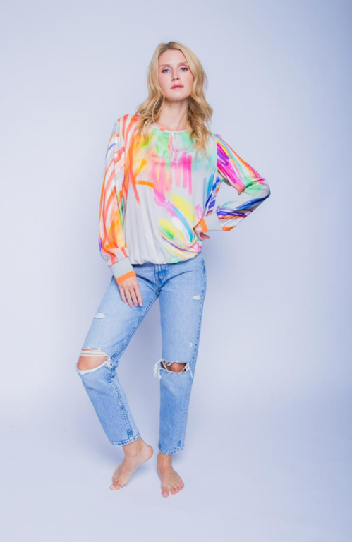 Emily van den Bergh Bluse Multicolour mit Neon